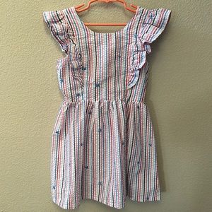 Cat & Jack Red White & Blue Stars and Stripes Flutter Sleeve Open Back Dress S